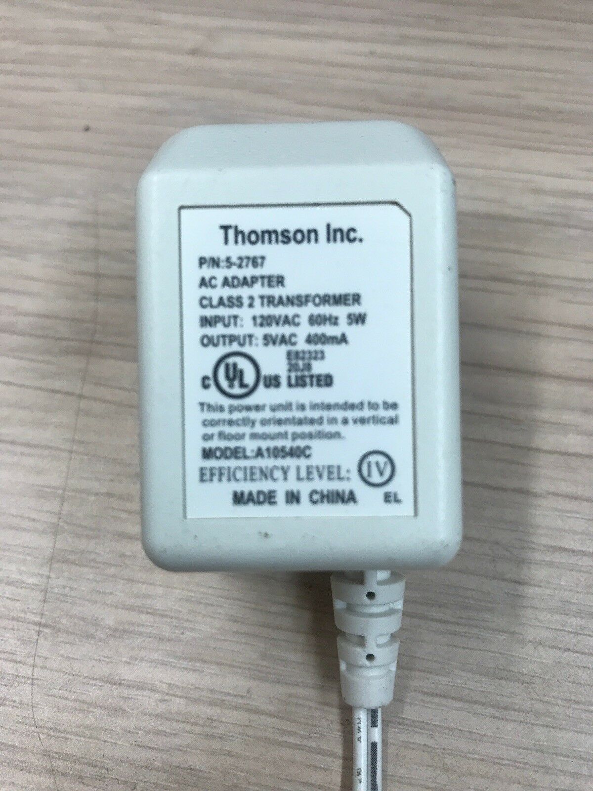 *Brand NEW* 5V 400mA AC/AC Adapter Thomson A10540C / 5-2767 Charger Power Supply *Brand NEW* 5V 400mA AC/AC Adapter Thomson A10540C / 5-2767 Charger Power Supply